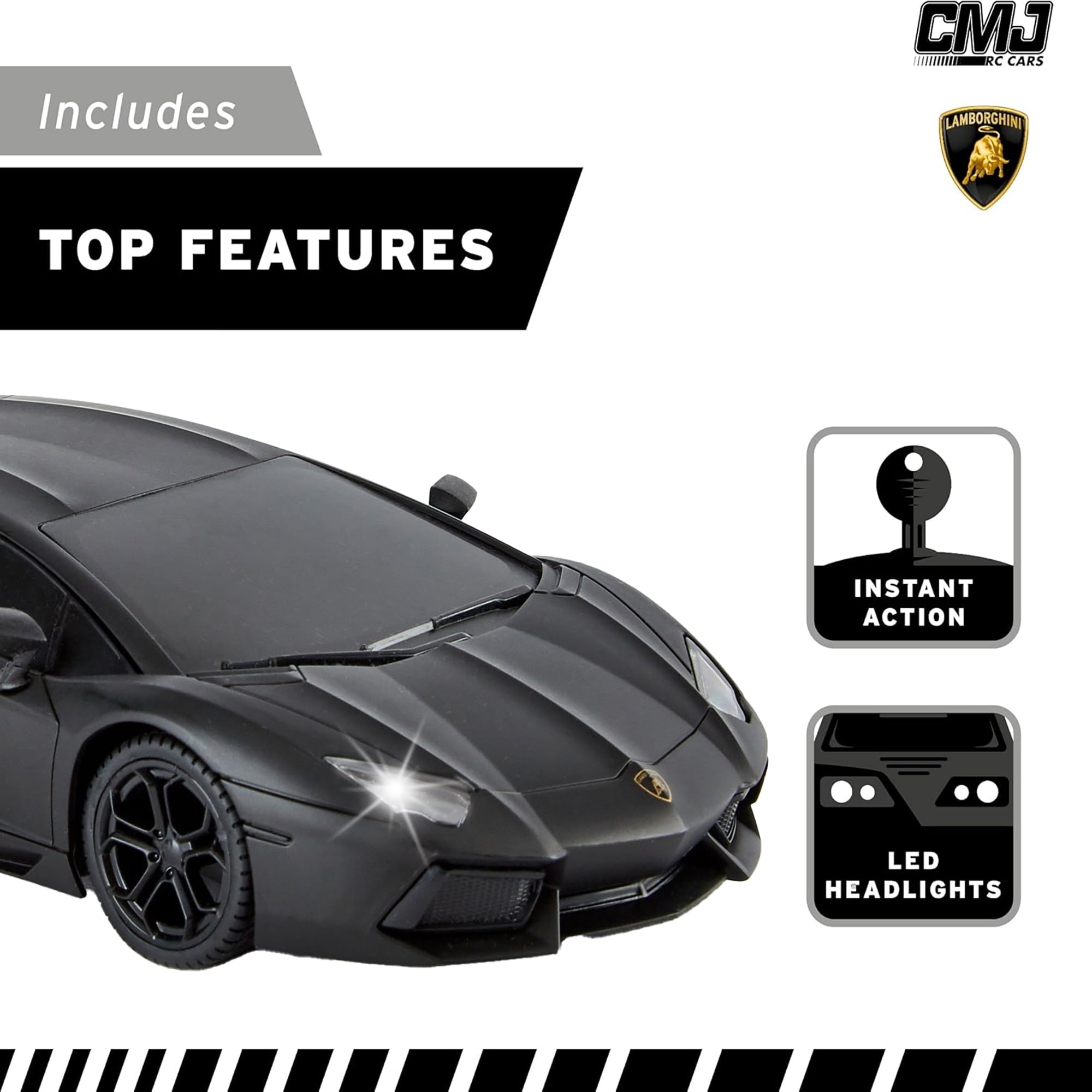 CMJ RC Cars: Lamborghini LP700-4 - Black - 1:24 Scale, Remote