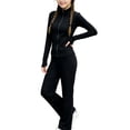 thumbnail image 3 of Husipze Sports Two Piece Yoga Set Girls Straight Leg Elastic Waist Flare Soft Pants and Stretchy Athletic Zipper Jacket Sweatsuit for Kids Black 3-4 Years, 3 of 9