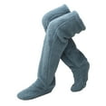 thumbnail image 2 of Calentadores de piernas de felpa, calcetines hasta el muslo, puños para botas, calcetines para botas, medias, accesorios de cosplay, calcetines borros Azul Sunnimix Calentadores de piernas de felpa, 2 of 8