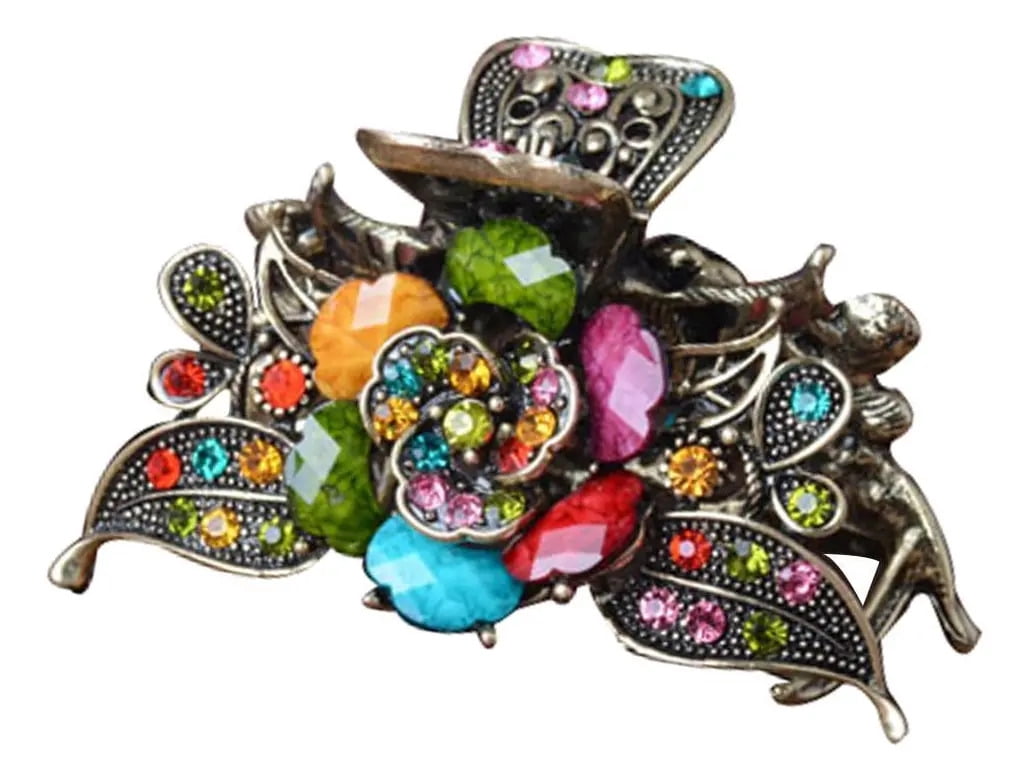 4 Antique Flower Shaped Hair Clips