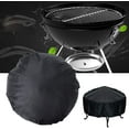 thumbnail image 2 of Housse de Protection Ronde contre le Feu Imperméable Protection UV Polyester Noir pour Barbecue Rond (Diamètre 92 cm, Hauteur 30 cm), 2 of 5
