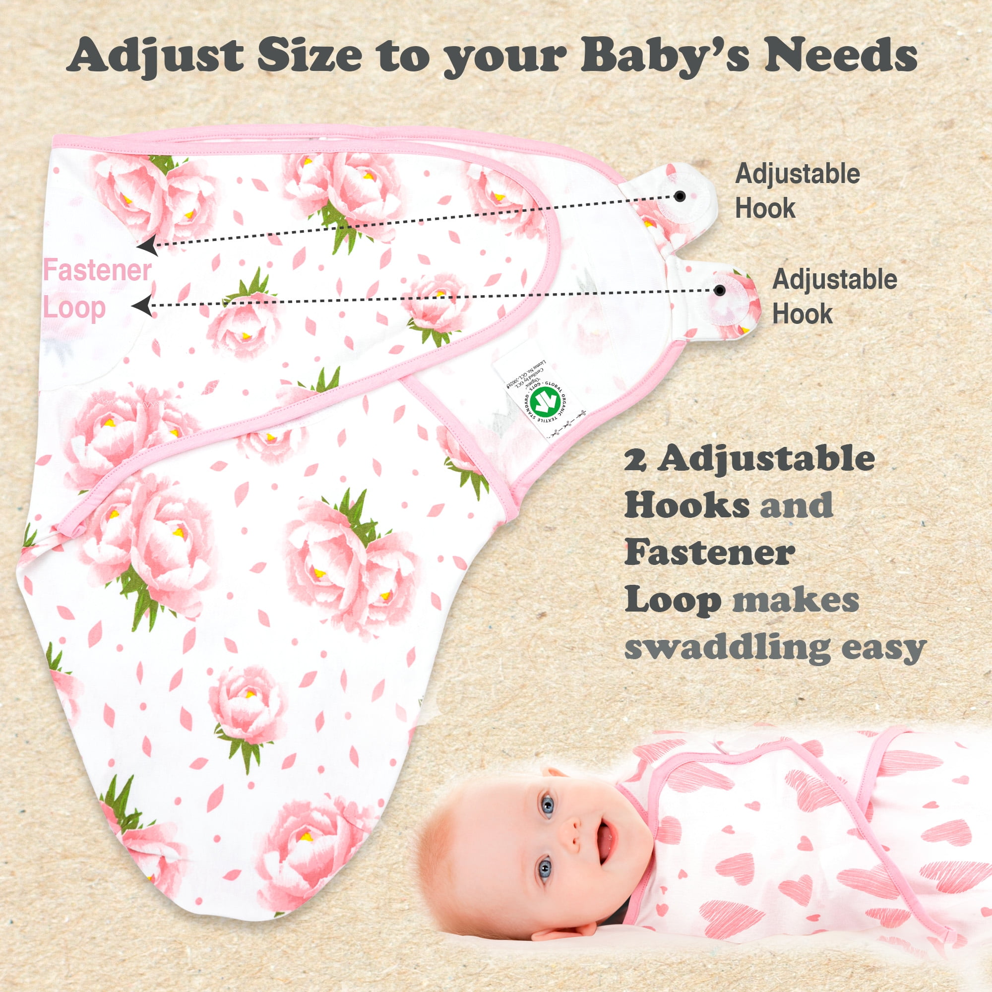 Baby Swaddles for Newborns - 3 Pack Baby Swaddles for 3-6 Months - Baby Swaddle Sleep Sack