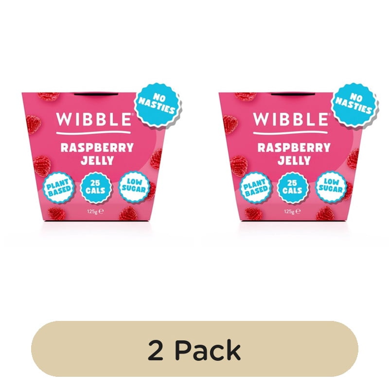 Wibble Plant-based Raspberry Jelly Pot 125g, British Import (Pack of 2)