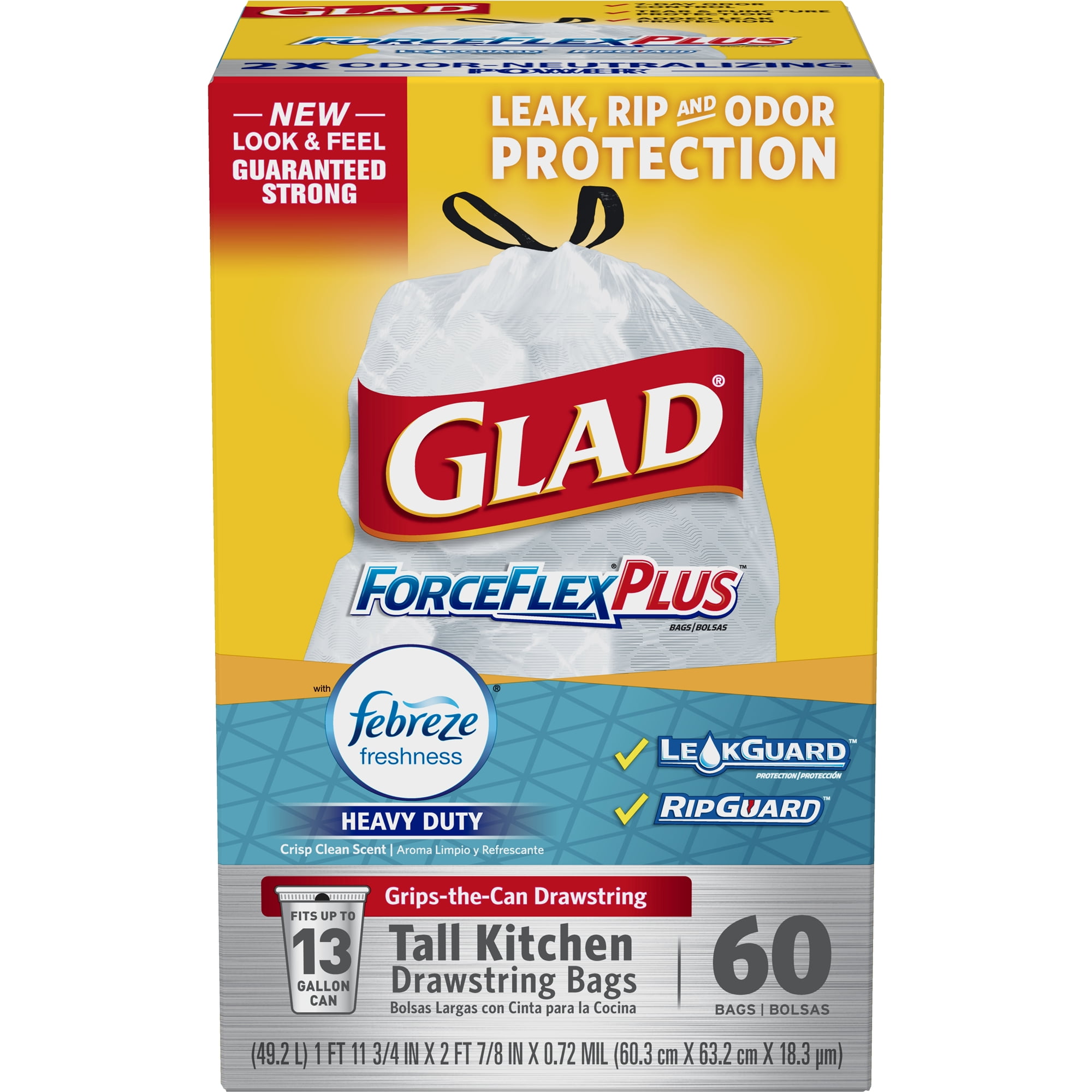 Glad Forceflexplus Tall Kitchen Drawstring Trash Bags Febreze Crisp Glad Forceflexplus Tall Kitchen Drawstring Trash Bags Febreze Crisp