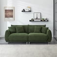 thumbnail image 3 of 86.6" Modern Sofa Couch, 2 Seater Fabric Upholstered Loveseat Sofa with Four Throw Pillows and Metal Legs, Comfy Sofa with Armrest for Living Room, Office, Apartment, Small Space, 3 of 7