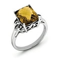 thumbnail image 1 of Sterling Silver Rhodium Octagonal Checker-Cut Whiskey Quartz Ring - Size 7, 1 of 2