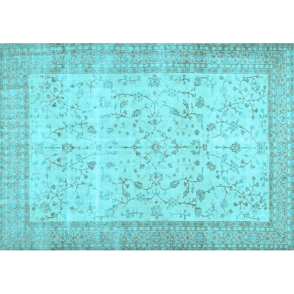 Ahgly Company Indoor Rectangle Abstract Light Blue Contemporary Area Rugs, 2' x 4'