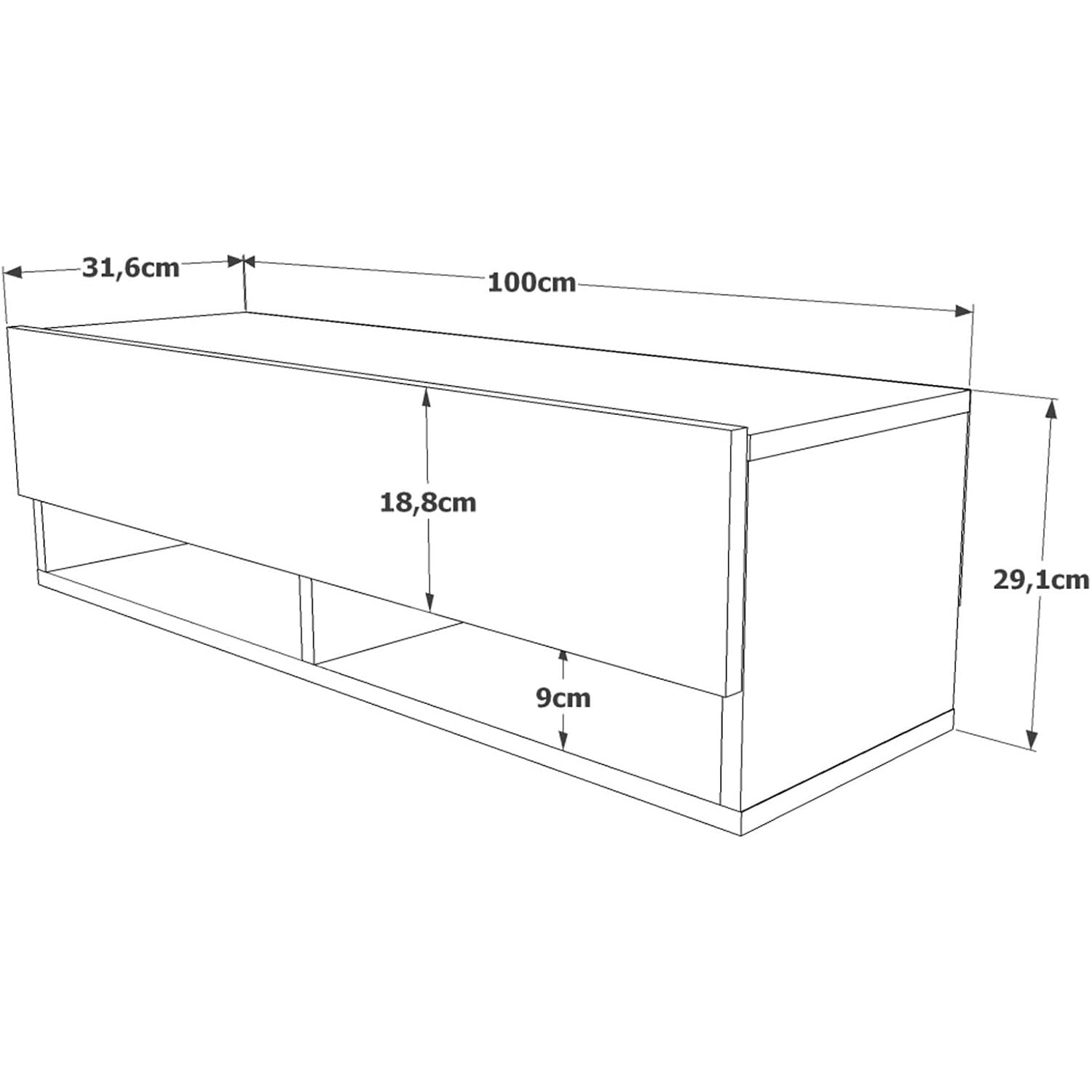 Future TV Unit Anthracite UV Print 40 inches Floating Entertainment Center