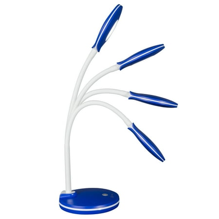 OttLite - Study LED Desk Lamp with 3 Brightness Settings, Flexible Neck and Clear Sun Technology - Blue and White