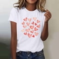 thumbnail image 2 of Camiseta de Manga Corta de Cuello Redondo con Patrones de Corazón de Moda de las Mujeres para Diario, Fiesta, Primavera Y Verano, 2 of 5