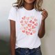thumbnail image 2 of Camiseta de Manga Corta de Cuello Redondo con Patrones de Corazón de Moda de las Mujeres para Diario, Fiesta, Primavera Y Verano, 2 of 5