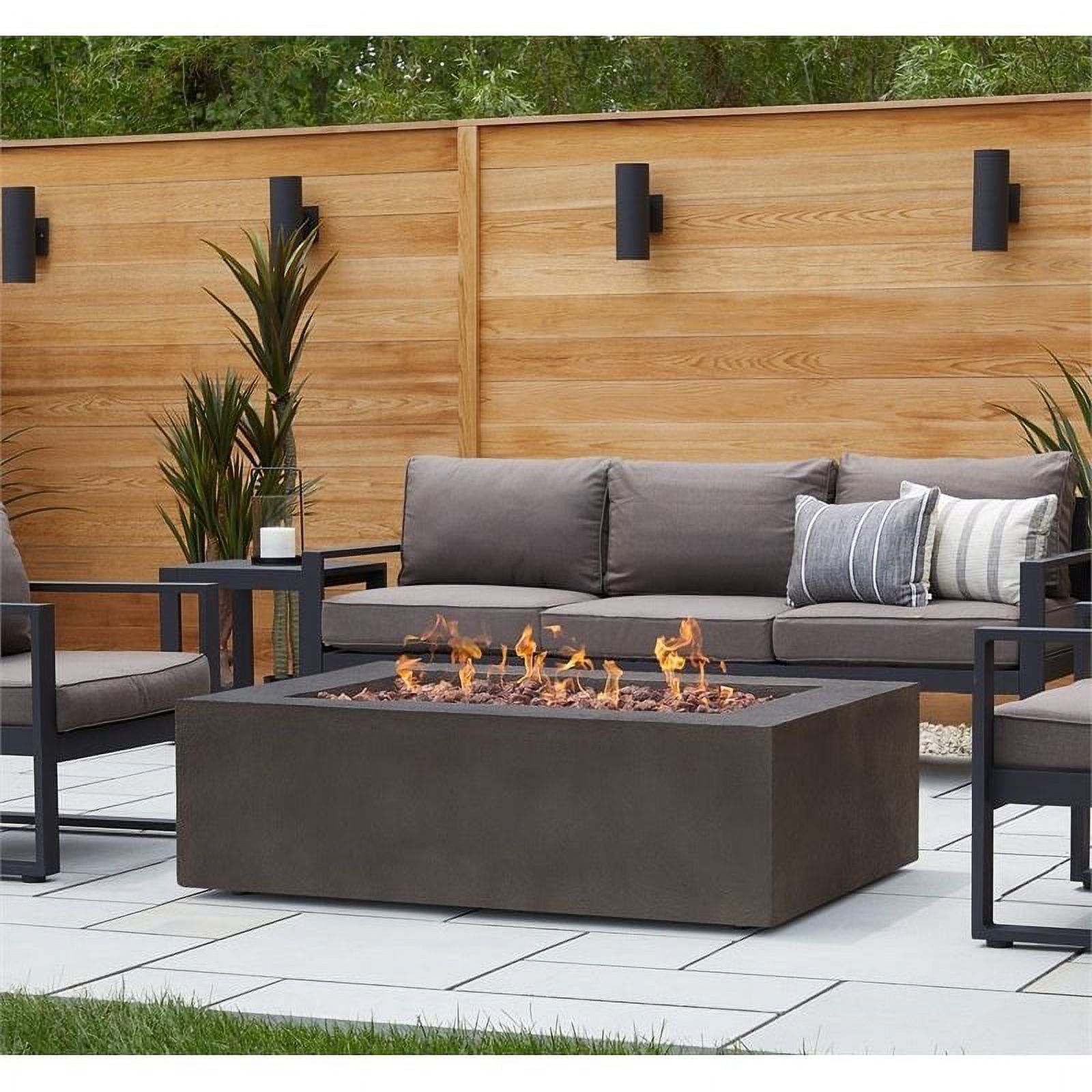Bowery Hill Contemporary 50.5" x 32.5" Natural Gas Fire Table in Kodiak Brown