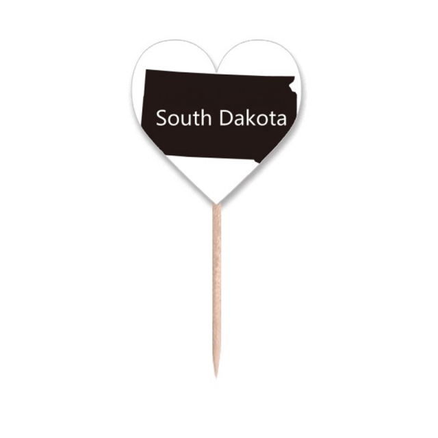Mapa silueta South Dakota USA Unbranded Etiqueta del corazón de la bandera palillo de dientes