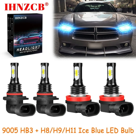 IHNZCB 9005 H8/H9/H11 for Dodge Charger 2011-2014 Ice Blue Led Headlights Bulb High/Low Beam,HKL,Y05