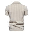 thumbnail image 3 of JTieacloth Mens Collar Shirt Mens Summer Lapel Casual Knit Shirt Fashion Solid Color Cotton Short Sleeve Size Top Beige S, 3 of 6