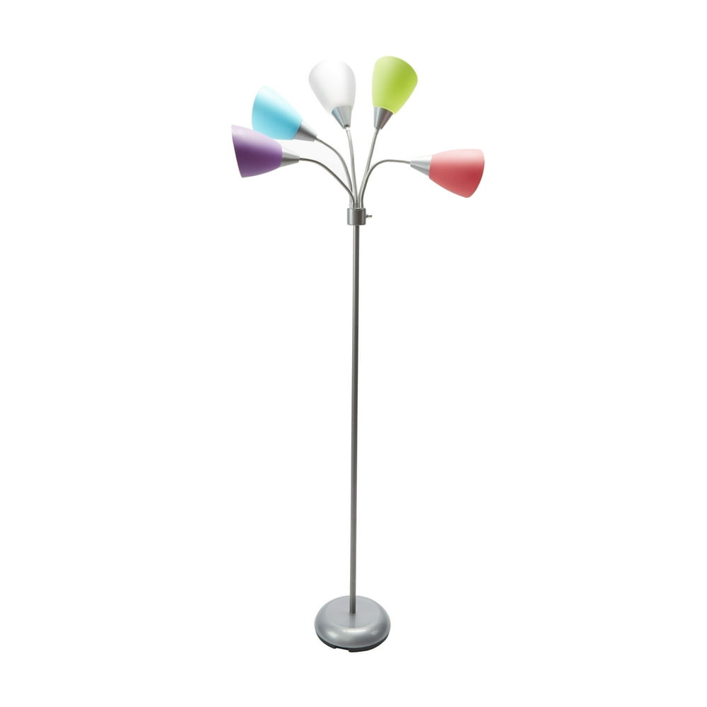 Mainstays 5Light Multi Head Floor Lamp, Silver with Multicolor Shade