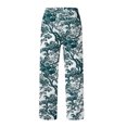 thumbnail image 5 of Pantalones de Cintura Alta Para Mujer Pantalones de Pierna Ancha Con Estampado Floral Elegante Con Estampado Vintage Odeerbi ODB-6, 5 of 5