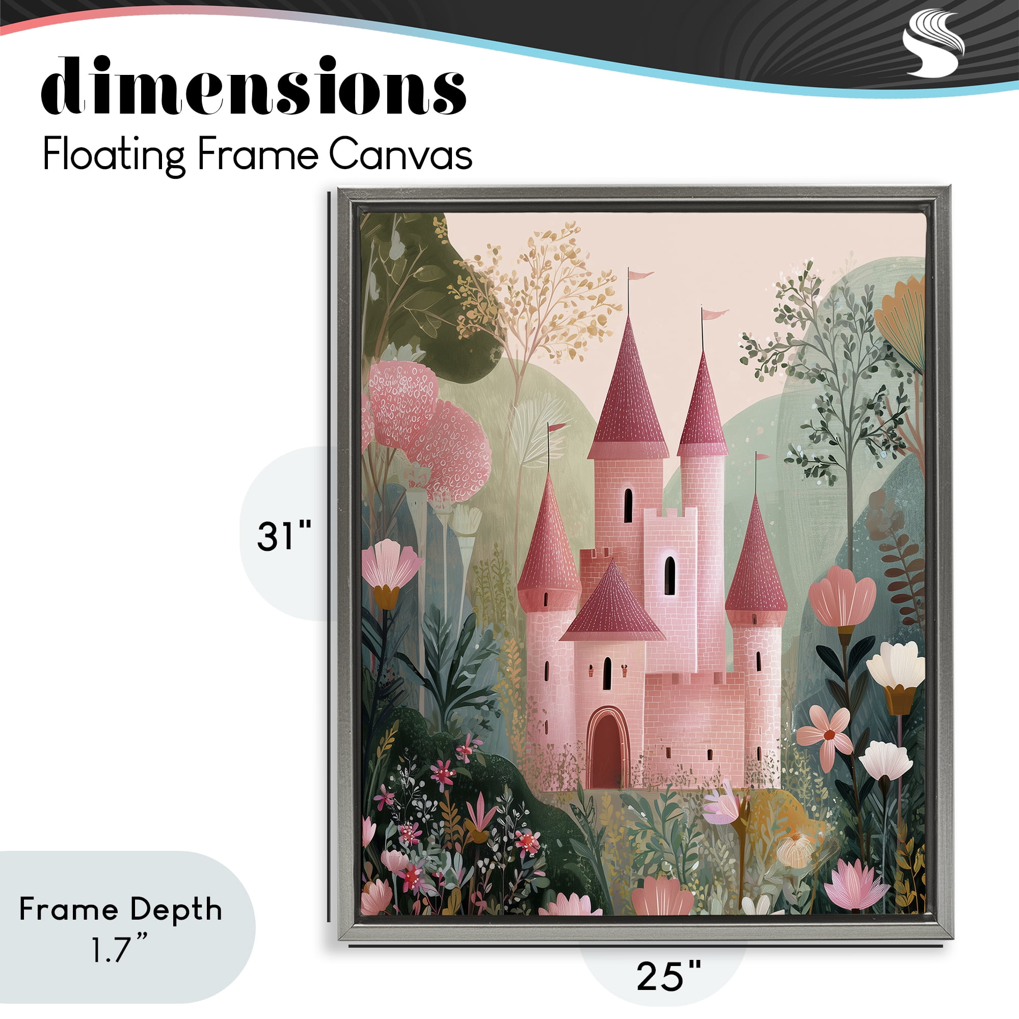 Stupell Industries Castle For A Princess Gray Framed Floater Canvas Wall Art, design by Christine Simpson Art