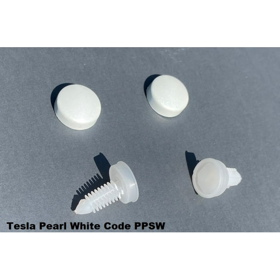 Tesla Model S, 3, X, Y Front Bumper License Plate Hole Cover Plugs, Pearl White PPSW