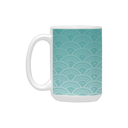 

Modern Decor Mosaic Waves Like Circles in Ombre Contemporary Artwork Image Blue Light Yellow and Whi Ceramic Mug (15 OZ) (Made In USA)