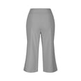 thumbnail image 6 of Capris Pants for Women Solid Color Wide Leg Yoga With High Waist Cropped Casual Trousers Loose Oversize Lounge Pants With Pockets, 6 of 6