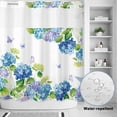 thumbnail image 2 of No Hook Shower Curtain, Blue Hydrangea Shower Curtains for Bathroom with See Through Top Window, Farmhouse Butterfly Spring Floral Waterproof & Washable Bath Curtain Standard 72"x72", 2 of 9