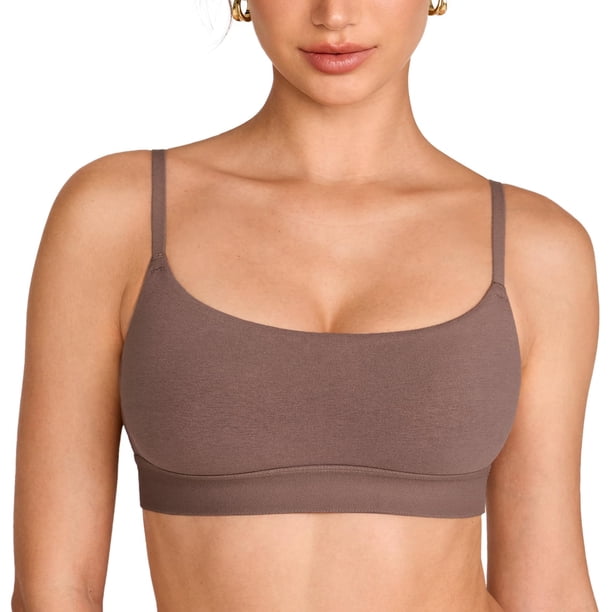 Bralette INLYRIC Sin Aros de Algodón Sin Costuras Marrón Morado Talla L