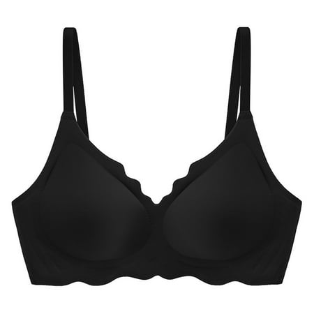 Mrasaso Clearance Items! Women Beach Fashion Women Cotton Bra Ladies  Seamless Breathable Underwear Push-Up Soft Support Bra(1pc Bra) Black|XL