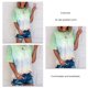 thumbnail image 5 of Camiseta de manga corta para mujer, cuello redondo, teñido anudado, estampado degradado, informal, de moda, camiseta de manga corta, verde, XL, 5 of 6