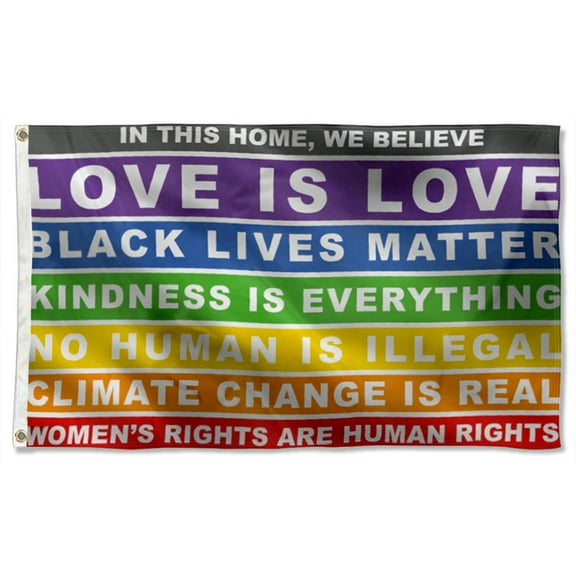 In This Home We Believe Flag Love is Love flags Banner Home Yard Garden Decor 3x5Ft