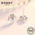 thumbnail image 4 of BONNY Joyería Plata 925 Stud Diamond Pendientes Perla Original Moissanite Mujer M019, 4 of 4