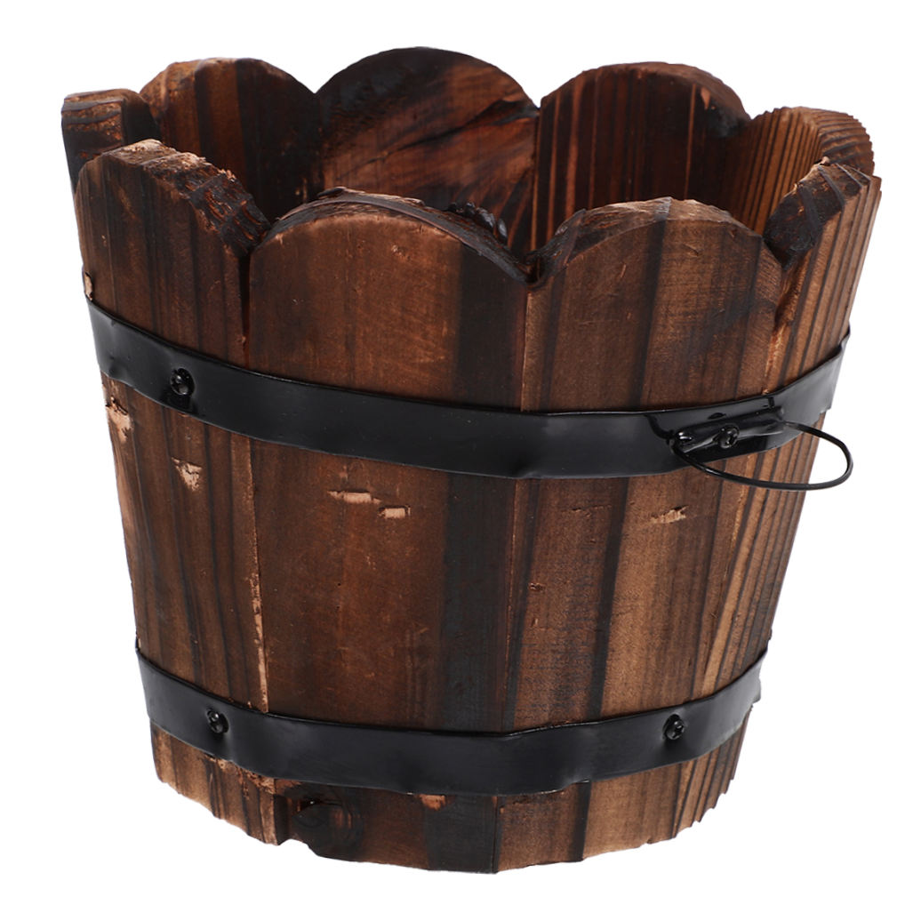 SEWCHICS Patio Garden Planter Wooden Planter Pot Coffee 1Pack