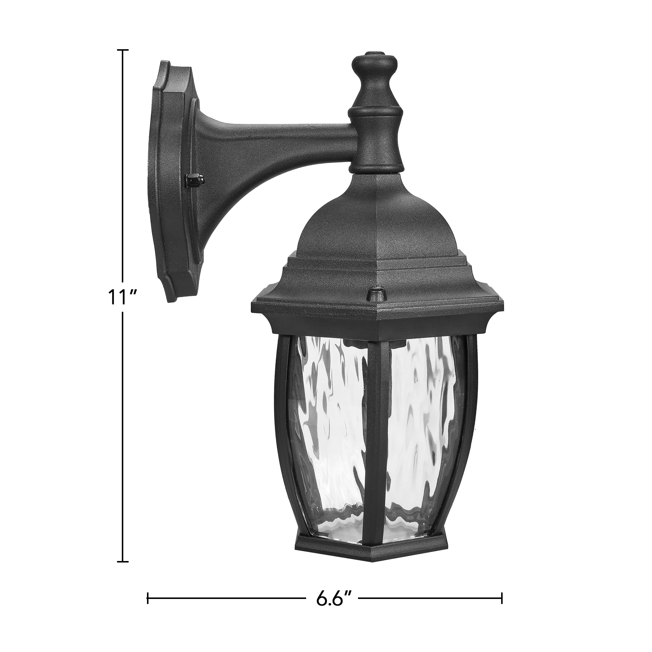 Maxxima Outdoor Wall Light, Black w/ Clear Water Glass, Exterior Porch Sconce Light, E26 Socket, Bulb Not Included