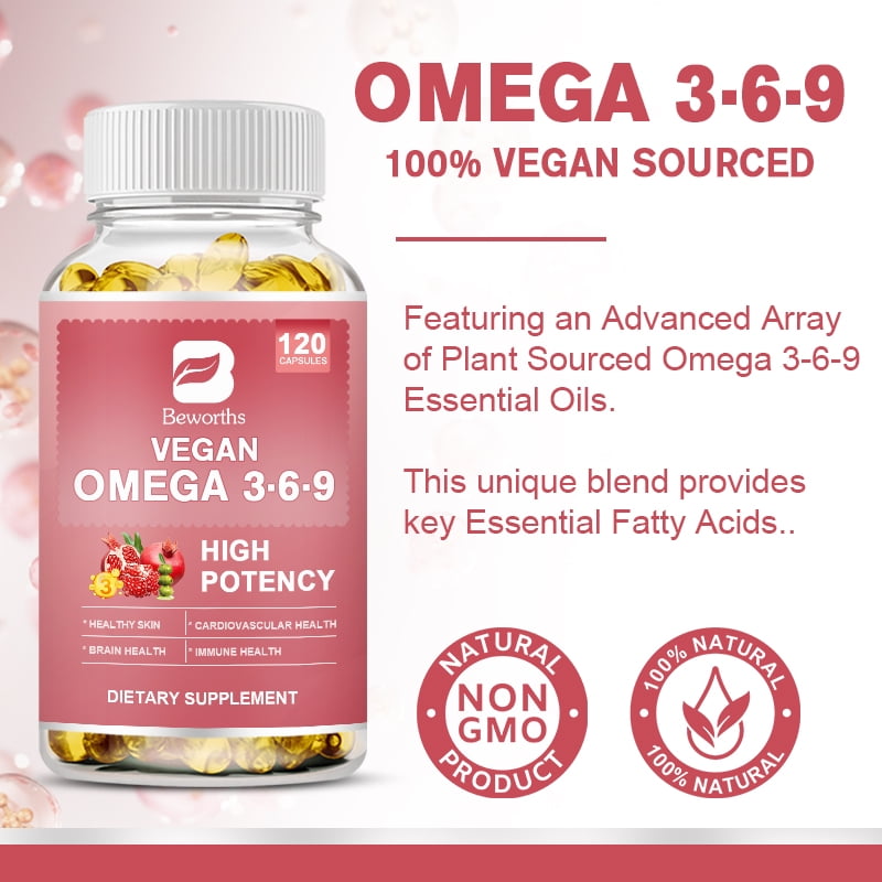 Triple Omega 3 6 9, Flaxseed, Safflower, & Olive Oils, Healthy Heart Support, Fish Free Omega 3 Supplement, 120 Count 2 Pack