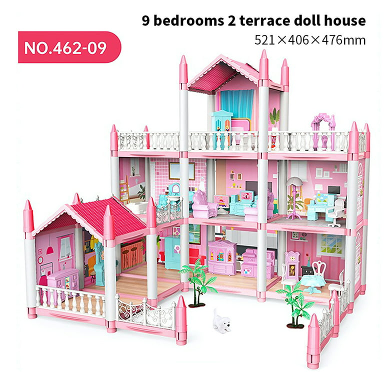 TEMI Dream Doll House Girl Toys - 4-Story 11 Doll House Rooms with Doll Toy  Figures, Furniture and Accessories, Toddler Playhouse Christmas for 3 4 5