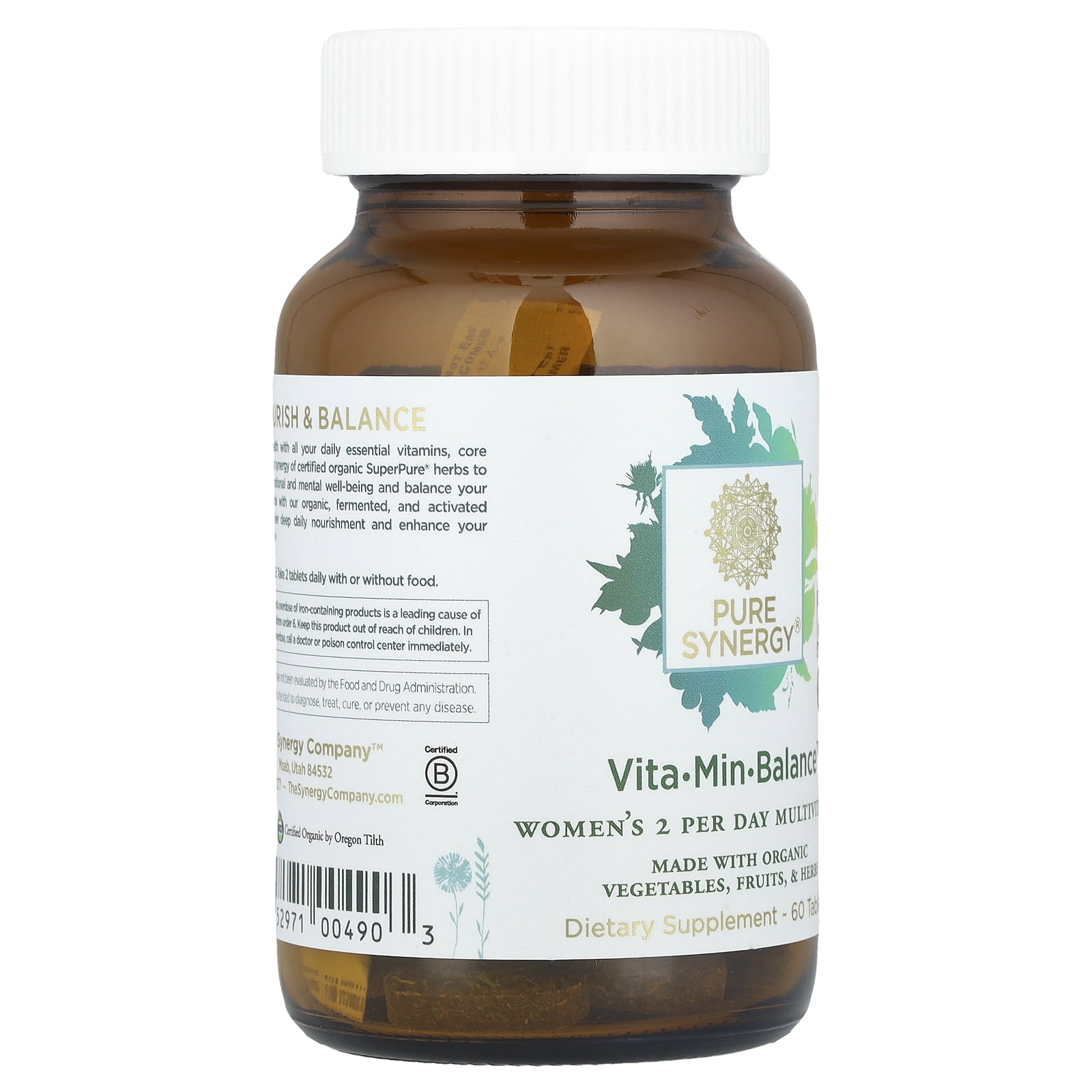 Pure Synergy Vita-Min-Balance™, Women's 2 Per Day Multivitamin, 60 Tablets