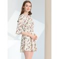 thumbnail image 1 of Unique Bargains Femmes Cloche Florale Manches 3/4 Cravate Manches Volants Ourlet, 1 of 4