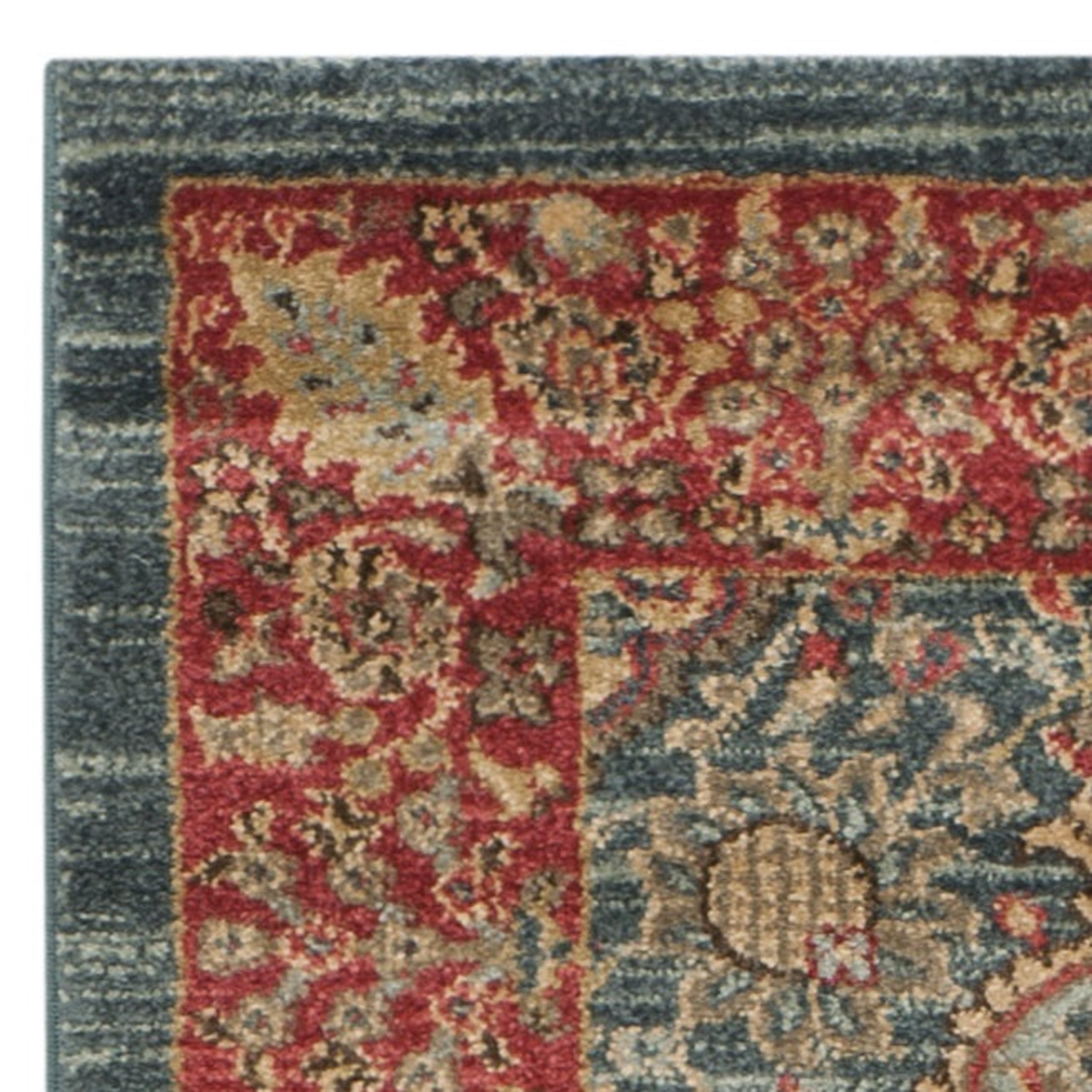 SAFAVIEH Mahal Napier Oriental Runner Rug, Navy/Red, 2'2" x 18'