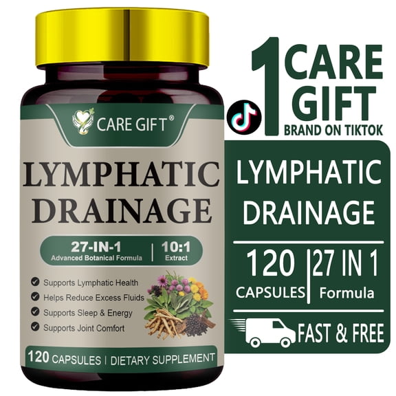 CARE GIFT 27-in-1 Lymphatic Drainage Capsules, Herbal Support for Fluid Balance & Immune Health, 120 Count