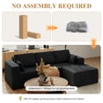 thumbnail image 3 of JONPONY L-Shape Sofa Couch,Cloud Sofa Couch No Assembly Boneless Deep Seat Sofa for Living Room, Black, 3 of 14