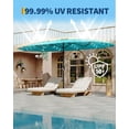 thumbnail image 3 of Kicctian 15FT Double-Sided Patio Umbrella with Solar LED Lights & Base, Extra Large Rectangle Market Umbrella Outdoor,  UV & Fade-Resistant, Ideal for Deck, Pool, Backyard, Garden, Misty Blue, 3 of 6