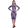 thumbnail image 2 of Moomaya Printed Full Sleeve Bodycon Dress for Women Scoop Neck Side Slit Casual Clothing, 2 of 8