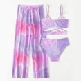 thumbnail image 5 of MEZZALL Girls' Printed Tie Dyeing Strap Floral Tops Short Pants And Long Pants 3pcs Swimsuit Bikini Sets 8Y Leisure Baby Swim Wear, 5 of 7