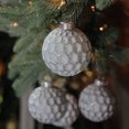 thumbnail image 2 of Northlight 4ct White and Silver Honeycomb Matte Glass Christmas Ball Ornaments 3.25" (83mm), 2 of 3