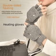 thumbnail image 3 of Guantes de invierno tejidos con calefacción por USB para hombre, con tapa de medio dedo, para oficina, para jóvenes, para aprender, deportivos, cálidos, a prueba de frío, a la moda, 3 of 6