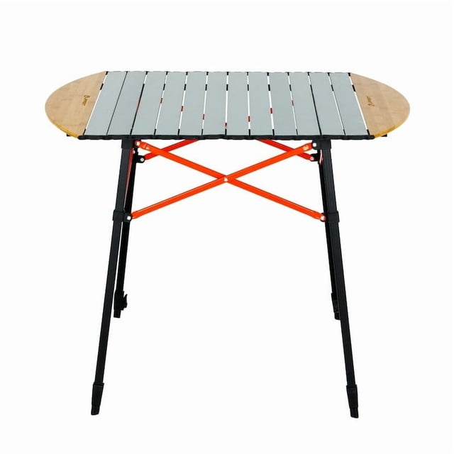 Lippert Components Table 2023053727 80 Pound Weight Capacity; Folding; Bamboo And Hammer Gray; With Carry Bag