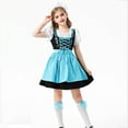 thumbnail image 3 of SERTG Girls Oktoberfest Maid-Style Set 3-Piece Puff Sleeve Round Neck Dress + Apron and Head Accessory Cottagecore Theme Dress-Up Skirt Outfit for Kids 3-12 Years(Blue,3 Years), 3 of 8