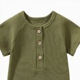 thumbnail image 4 of KPOPLK Baby Boy Polo Striped Rompers Summer Short Sleeve Ribbed Collared Outfit Pajama Infant Clothes 0-24 Months Size 9-12 Months,Green, 4 of 4