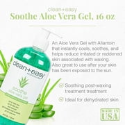 Clean + Easy Aloe Vera Gel for After Wax Care, Soothes Skin, Non-Greasy Post Waxing Treatment, 16 oz