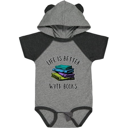 

Inktastic Life s Better with Books Gift Baby Boy or Baby Girl Bodysuit